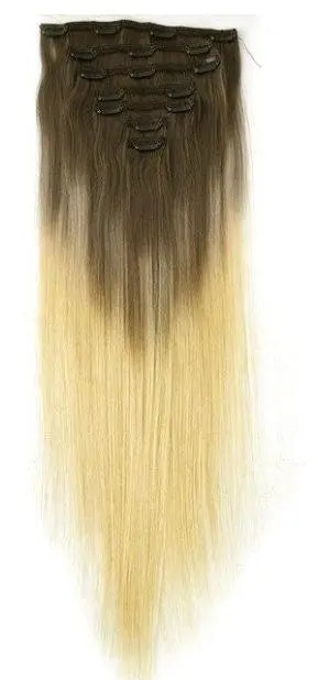 natural straight double drawn remy ombre clip in human hair extensions t14-60pt14-60 / 110g/set / >=60%