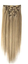 Load image into Gallery viewer, natural straight double drawn remy ombre clip in human hair extensions p18-613 / 110g/set / &gt;=60%
