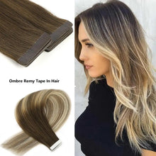 Load image into Gallery viewer, ombre baylage 10pcs remy tape in human hair extensions
