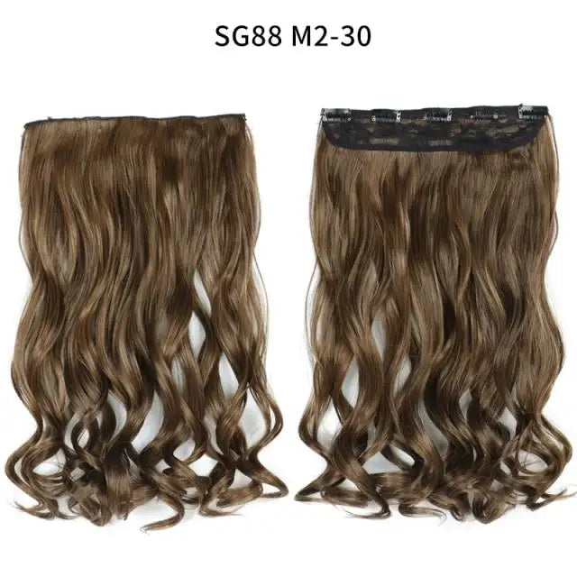 one-piece long wavy  heat resistant clip in hair extensions sg88-m2 30