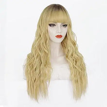 Load image into Gallery viewer, penelope transitional dark root to light blonde long heat resistant hair wig golden blonde
