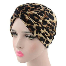 Load image into Gallery viewer, printed leopard and assorted print cotton turban sleep cap 3pack-a
