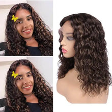 Load image into Gallery viewer, sable - brown &amp; auburn lace front water wave human hair wig 14inches / f4-30
