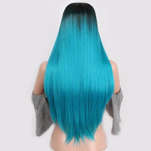 Load image into Gallery viewer, straight ombre 24 inch heat resistant cosplay wig blue / 26inches / canada
