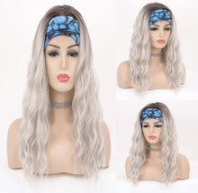 Load image into Gallery viewer, synthetic 20 inch wavy headband wig 151 blue print
