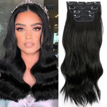 Load image into Gallery viewer, synthetic clip in hair extensions set natural black / 18 inches

