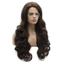Load image into Gallery viewer, wavy ash brown hand tied heat resistant lace front wig
