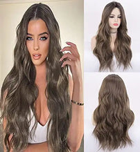 Load image into Gallery viewer, wavy long synthetic wig with center part