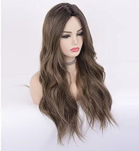 Load image into Gallery viewer, wavy long synthetic wig with center part