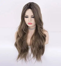 Load image into Gallery viewer, wavy long synthetic wig with center part