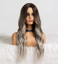 Load image into Gallery viewer, wavy long synthetic wig with center part