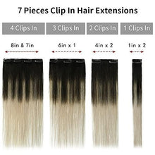 Load image into Gallery viewer, 14-22&quot; Clip In Brazilian Human Hair Extensions 120g 7pcs Set Wig Store
