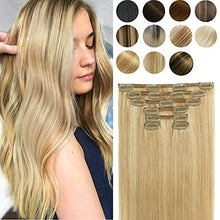 Load image into Gallery viewer, 14-22&quot; Clip In Brazilian Human Hair Extensions 120g 7pcs Set Wig Store
