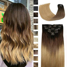 Load image into Gallery viewer, 14-22&quot; Clip In Brazilian Human Hair Extensions 120g 7pcs Set Wig Store
