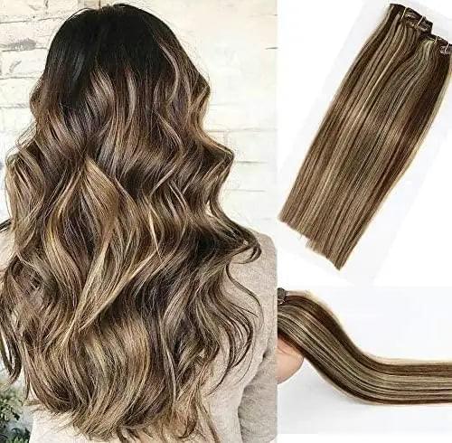 15-22 inch Clip in Human Hair Extensions - 7pc Set Wig Store hair