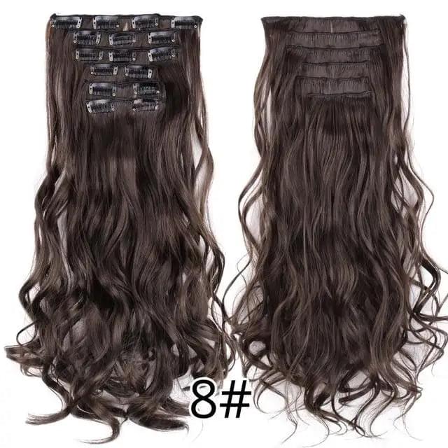 22 Inch Clip in Body Wave Synthetic Hair Extensions Set Wig Store