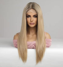 Load image into Gallery viewer, 12 inch Light Brown Loose Curly Lace Front Wig with Middle Part
