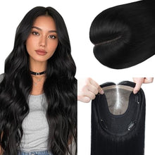 Load image into Gallery viewer, Human Hair Topper 150 Density Clip-In 6x7 Inch Silk Base Straight
