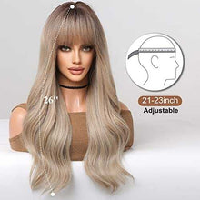 Load image into Gallery viewer, Beige Blonde Long Wavy Wig with bangs Wig Store
