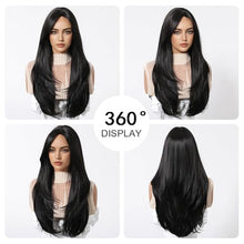 Load image into Gallery viewer, Long Dark Black Layered Wig with Bangs

