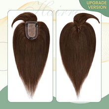 Load image into Gallery viewer, Clip in Hair Topper Human Hair with Silk Base Hairpiece
