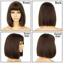 Load image into Gallery viewer, Medium Brown Bob Wig with Bangs Synthetic Wig Wig Store
