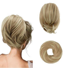 Load image into Gallery viewer, Straight Hair Bun Ponytail Extension, Elastic Scrunchie
