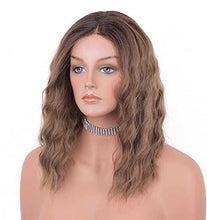 Load image into Gallery viewer, 12 inch Light Brown Loose Curly Lace Front Wig with Middle Part
