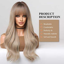 Load image into Gallery viewer, Beige Blonde Long Wavy Wig with bangs Wig Store
