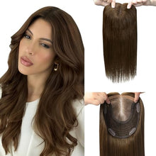 Load image into Gallery viewer, Women's Human Hair Topper Large Base Clip-In Straight Hairpiece
