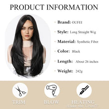 Load image into Gallery viewer, Long Dark Black Layered Wig with Bangs
