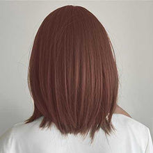Load image into Gallery viewer, Synthetic Bob Wig with Blunt Bangs Synthetic Wig Wig Store
