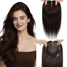 Load image into Gallery viewer, Women's Human Hair Topper Large Base Clip-In Straight Hairpiece
