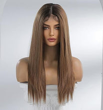 Load image into Gallery viewer, 12 inch Light Brown Loose Curly Lace Front Wig with Middle Part

