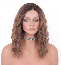 Load image into Gallery viewer, 12 inch Light Brown Loose Curly Lace Front Wig with Middle Part
