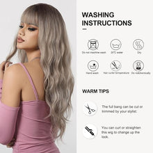 Load image into Gallery viewer, Natural Wavy Long Ombre Ash Blonde Wig With Bangs
