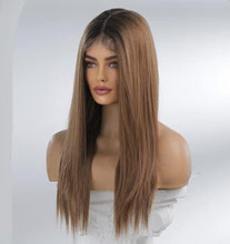 Load image into Gallery viewer, 12 inch Light Brown Loose Curly Lace Front Wig with Middle Part Wig Store
