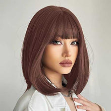 Load image into Gallery viewer, Synthetic Bob Wig with Blunt Bangs Synthetic Wig Wig Store
