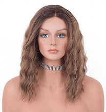 Load image into Gallery viewer, 12 inch Light Brown Loose Curly Lace Front Wig with Middle Part Wig Store
