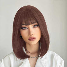 Load image into Gallery viewer, Synthetic Bob Wig with Blunt Bangs Synthetic Wig Wig Store
