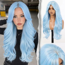 Load image into Gallery viewer, Long Wavy Wig With Bangs PuffPro Voluminous High Crown 4x4 Parting
