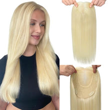 Load image into Gallery viewer, Women's Human Hair Topper Large Base Clip-In Straight Hairpiece
