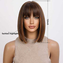 Load image into Gallery viewer, Mixed Brown Bob Wig with Highlights and Bangs Wig Wig Store
