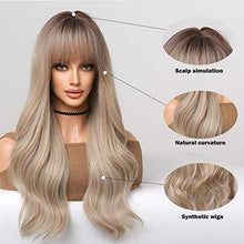 Load image into Gallery viewer, Beige Blonde Long Wavy Wig with bangs Wig Store
