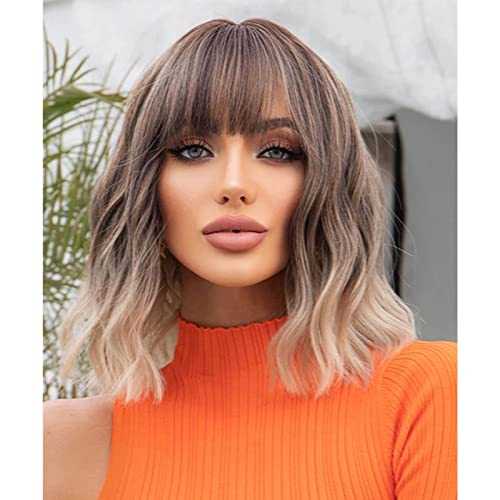 Ash to Blonde Wavy Wig with Bangs Wig Store