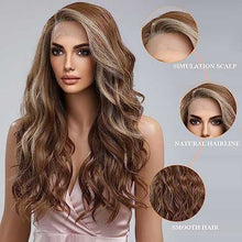Load image into Gallery viewer, Long Wavy Brown Highlight Blonde Lace Wig Wig Store
