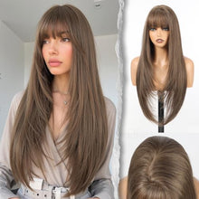 Load image into Gallery viewer, Straight Wig With Bangs 26" PuffPro Voluminous High Crown 4x4 Parting

