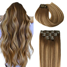 Load image into Gallery viewer, Double Weft Clip in Hair Extensions Human Hair
