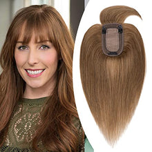 Load image into Gallery viewer, Clip in Hair Topper Human Hair with Silk Base Hairpiece
