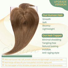 Load image into Gallery viewer, Clip in Hair Topper Human Hair with Silk Base Hairpiece
